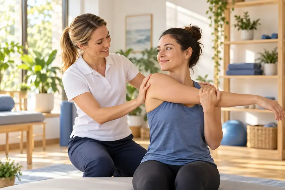 Sesión de fisioterapia amable, fotografía ilustrativa de Movete