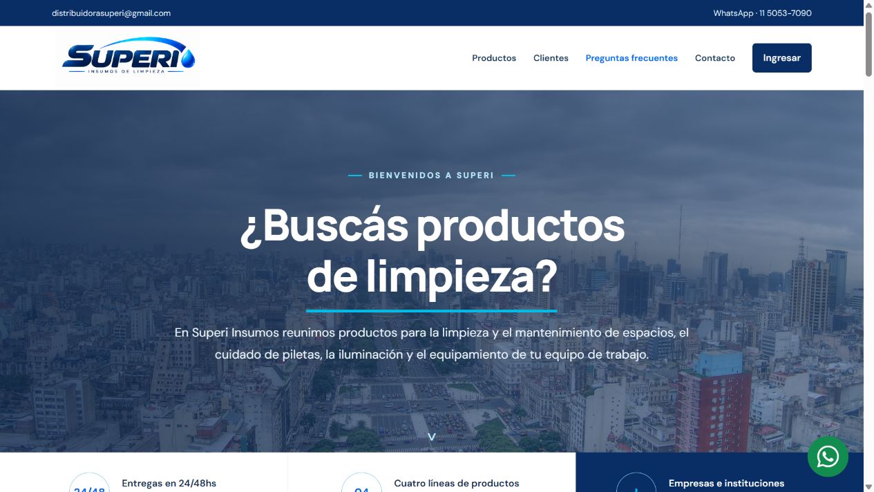 Captura real de la página de Superi Limpieza